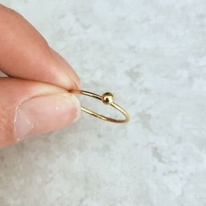 14K Gold Filled Thin Stacking Ring With Gold Ball